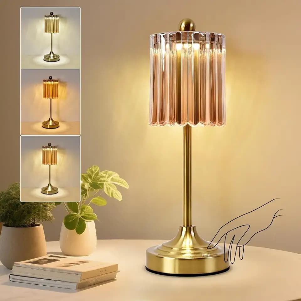 2 Pack LED Rechargeable Cordless Table Lamps,Portable Outdoor 5000 mAh Battery Operated Table Light Touch Control 3 Color Dimmable Lamp for Patio/Cofee/Restaurant/Camping/Dining/Bedroom-Rose Gold