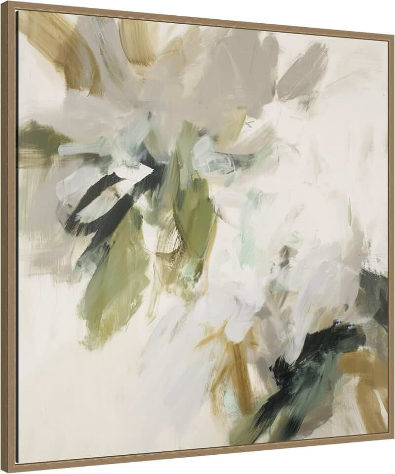 Kate and Laurel Framed Canvas Wall Art Print Organic Study by Amy Lighthall, 30 x 30 Sylvie Dark Gold Frame, Modern Contemporary, Abstract Art for Wall Decor