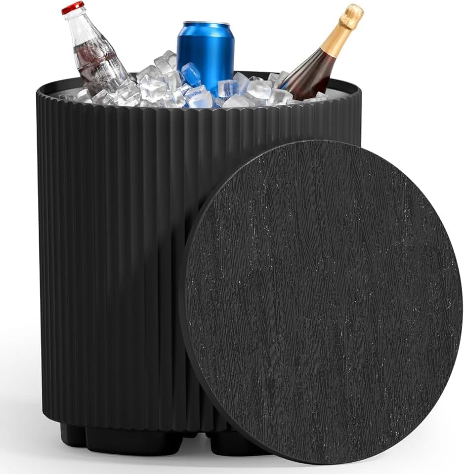 FONTOI Outdoor Cooler Side Table 2 Pack, 2 in 1 Ice Chest Side Table,as Cooler Side Table,Cooler Table for Patio, Parties Picnics, Beach