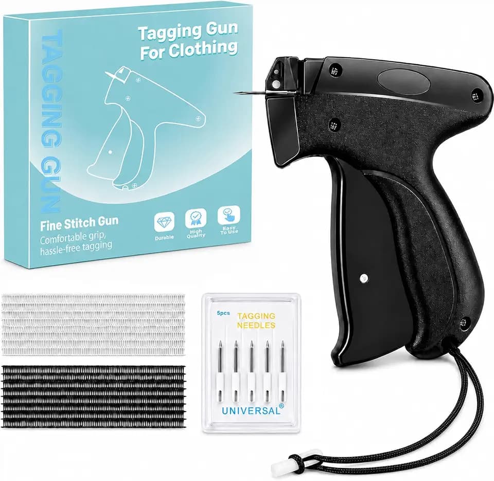 Etikettierpistole Geschenkanhänger, Etikettierpistole Kleidung mit 5 Ersatznadeln und 2000 Heftfäden 5/8mm, tagging gun for clothing, Stitch Gun Stitchy Quick Clothing Fixer für Flohmärkte