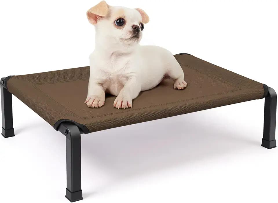 Heeyoo Elevated Dog Bed, Cooling Raised Pet Cot with Chew Proof Mesh Fabric and Steel Frame, Portable Dog Cot Bed with No-Slip Rubber Feet, 26 in
