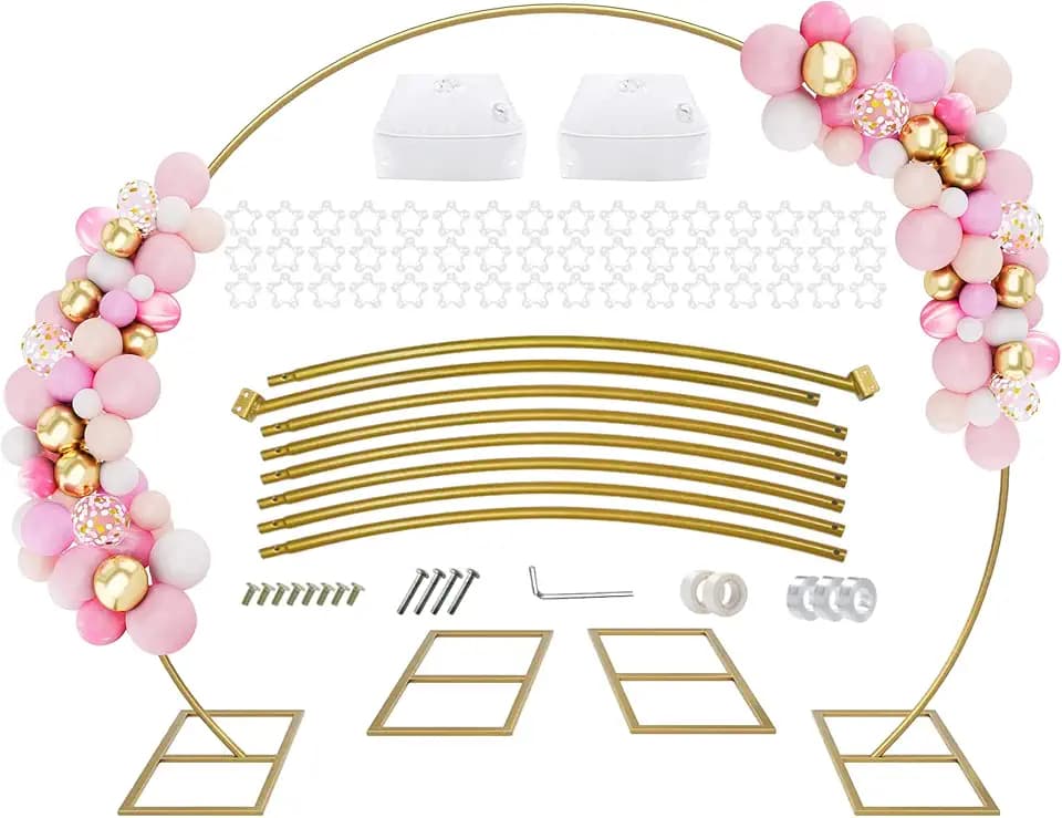 PILIN Ballonbogen Kit Metall Ballonbogen Stand Halbkreisbogen für Geburtstag, Party, Hochzeit Dekoration 2.7M GOLD
