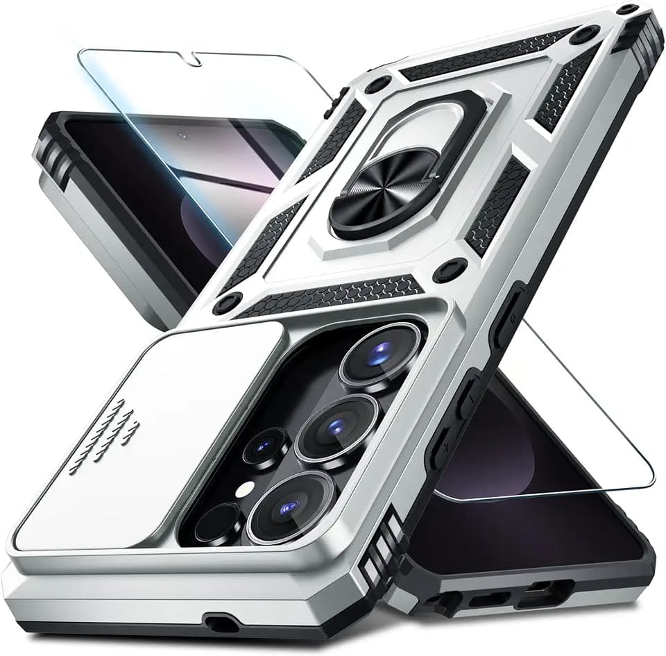 for Samsung Galaxy S26 Ultra Case Built in Slide Camera Cover,Silver