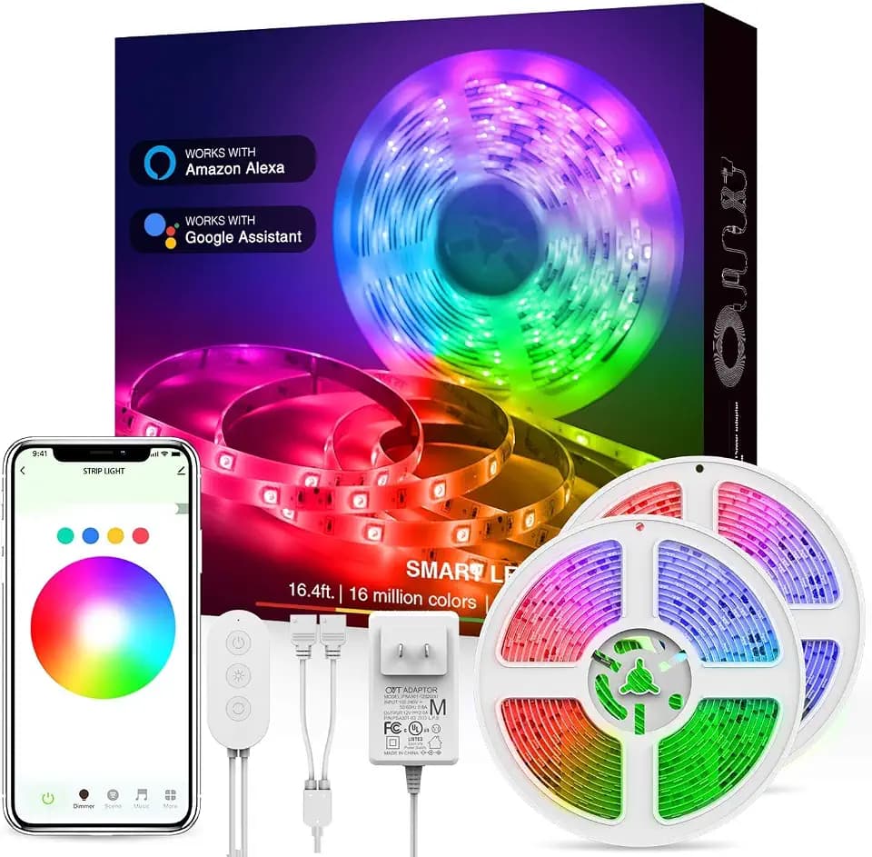 Beantech LED Strip Lights 33ft Smart Strip Lights with App Control, RGB LED Strip Lights, LED Strip Lights for Bedroom Works with Alexa and Google Assistant, Color Changing Smart LED Strip Lights