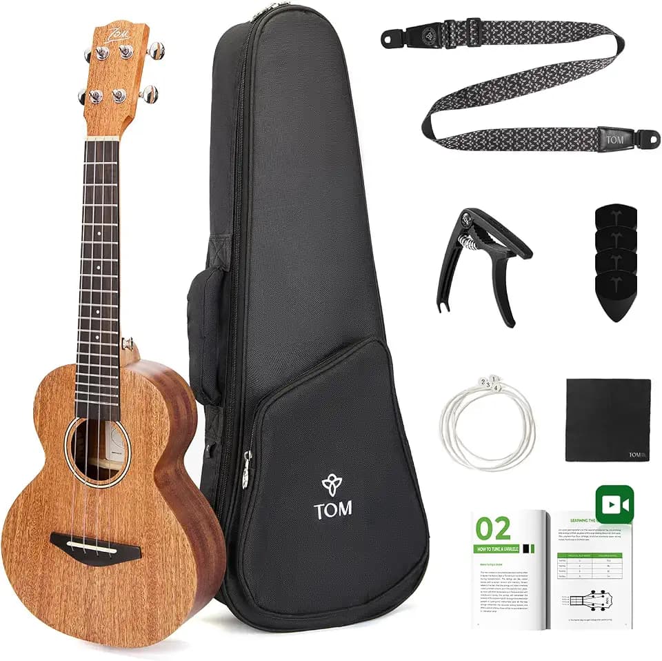 TOM 23 Inch Solid Mahogany Concert Ukulele Beginner Kit