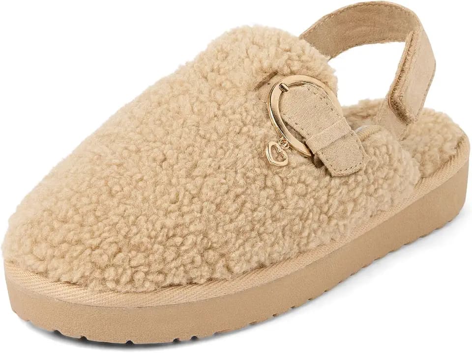 The Children's Place Girls' Girls' Comfy Slip on Clog with Backstrap, Faux Fur Lined