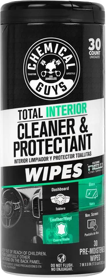 Chemical Guys, Total Interior New Car Smell Cleaner & Protect Wipes, 30 Ct