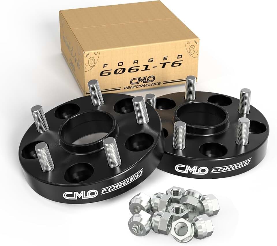 CMO 1 Inch 5x115 Wheel Spacers Fits Dodge Charger M14x1.5 2PCS Black