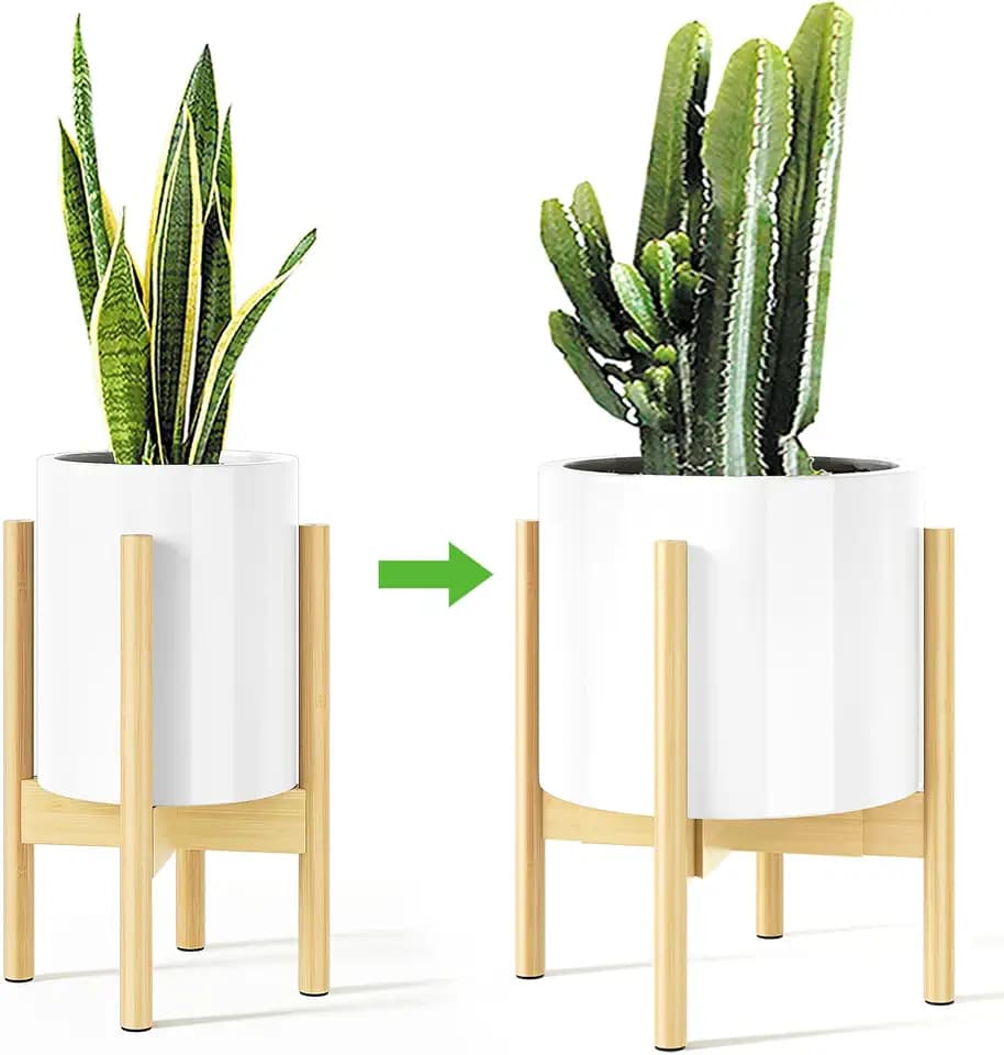 MUDEELA Plant Stand for Indoor, Bamboo Material, Natural, 14.5 Inch Tall