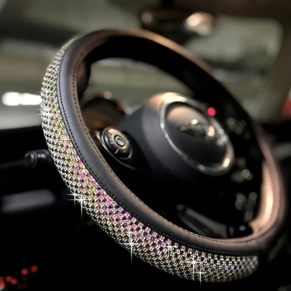 PINCTROT Large Size Bling Comfy Steering Wheel Cover 15.75 Inch (Colorful)