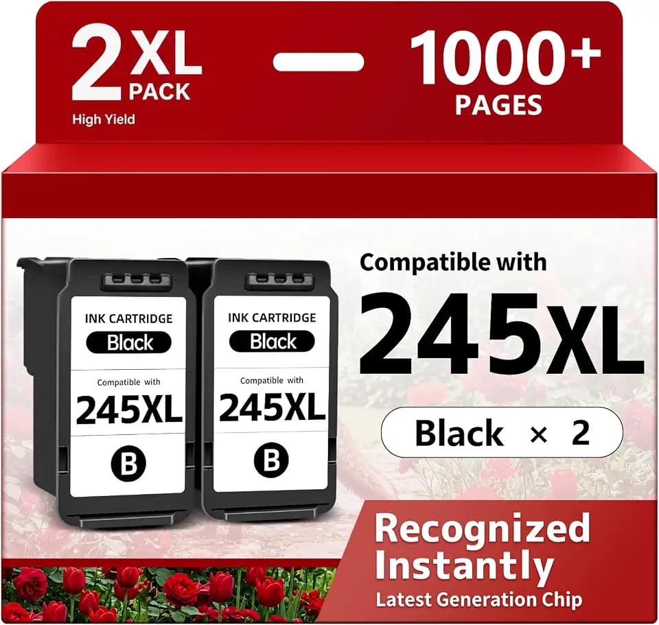 245XL Ink Cartridges for Canon PG-245XL Black, 2 Pack