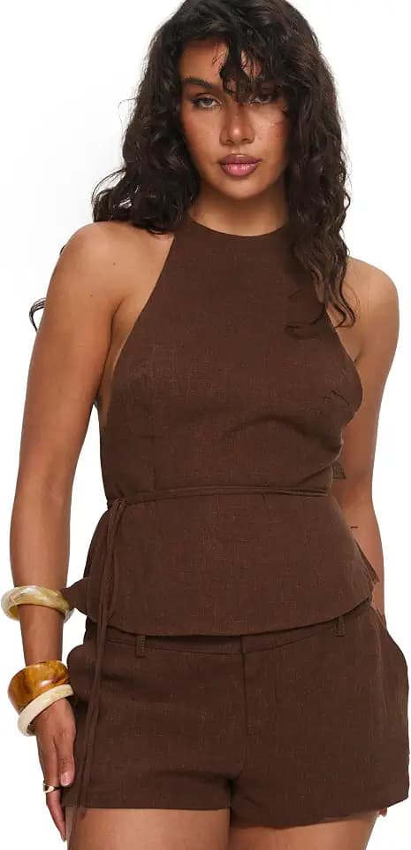 Princess Polly Women's Stara Halter Linen Top
