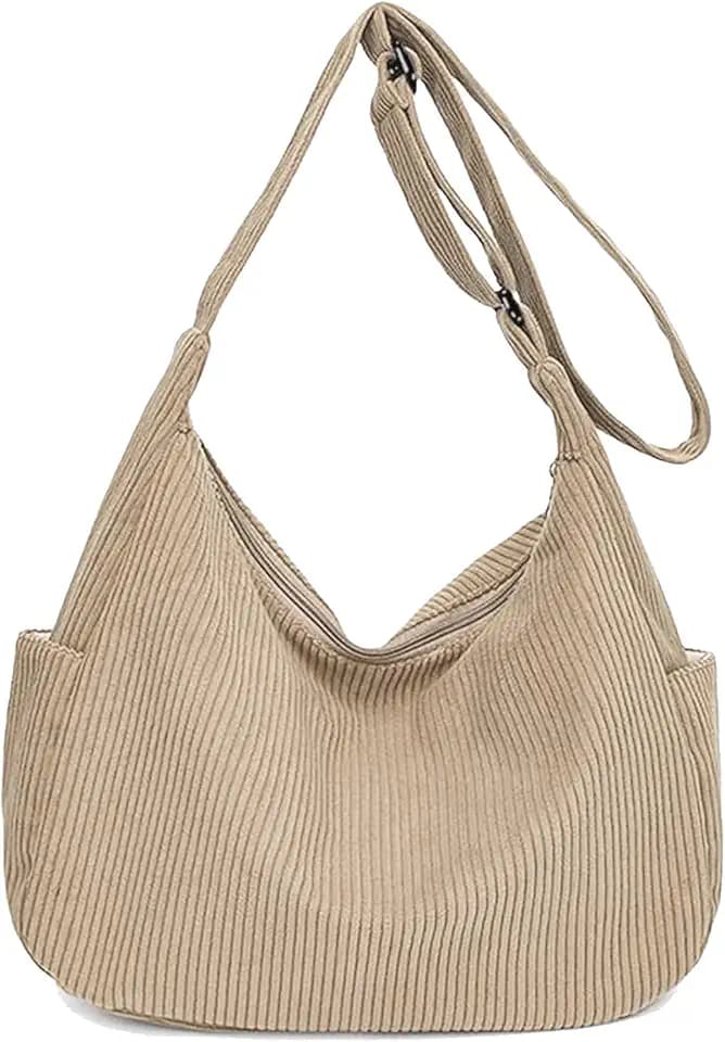 HAIWILL Crossbody Bag Damen Umhängetasche Mittelgroß Cord Halbmond Tasche Hobo Bag Shopper Tasche Damen Beuteltasche Stofftasche Schultertasche für College Schule Arbeit Reisen Einkaufe