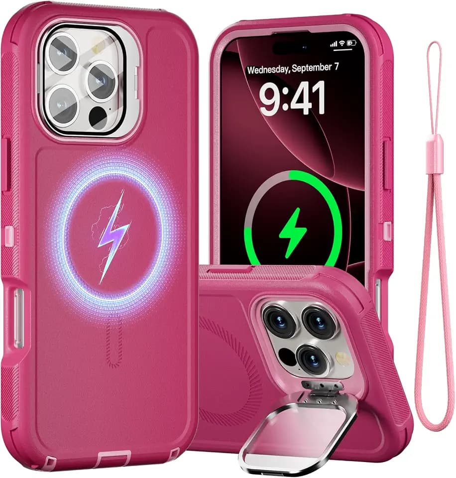 Follaroma for iPhone 16 Pro Max Case,Heavy Duty Case,6.7'', Hot-Pink