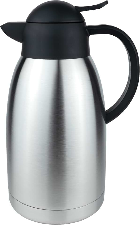 Pioneer Vakuum-Innenkaffeekaraffe, Edelstahl, satiniert, runder Kunststoffdeckel, 2 Liter