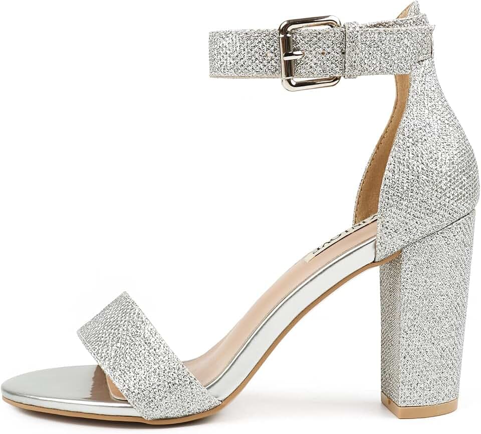 JOY IN LOVE Womens 3.5" Block Heel Ankle Strap Sandals