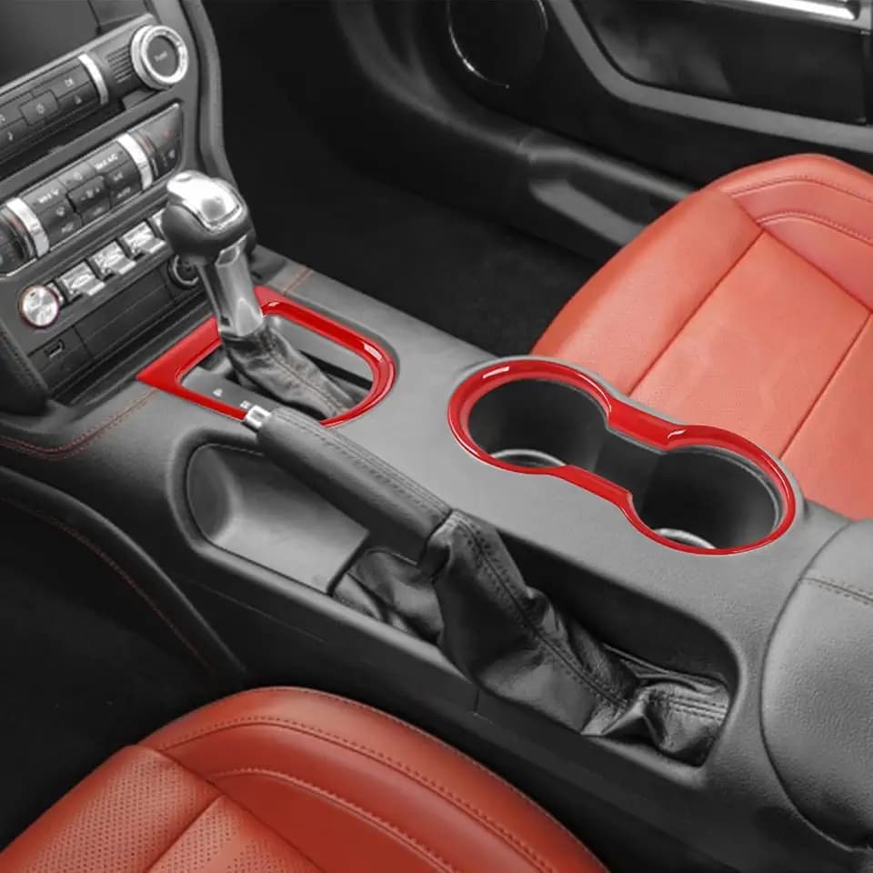Cup Holder Cover Gear Shift Frame Cover Trim Kit for Ford Mustang 2015-2023,Black