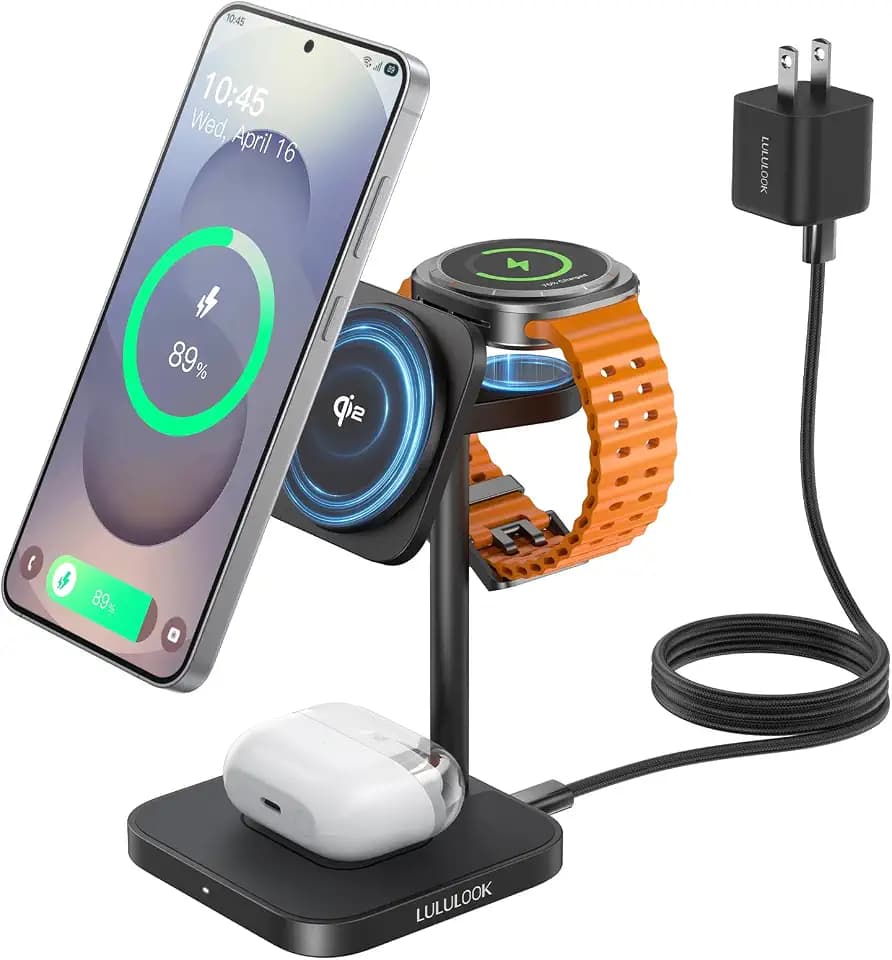 Qi2 Magnetic 3-in-1 Aluminum Alloy Wireless Charging Station for Samsung