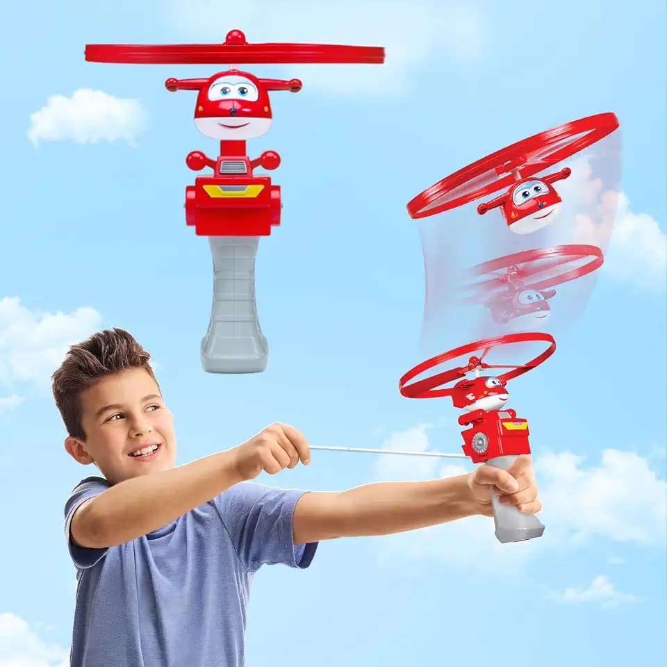 Super Wings High Flying Jett, Airplane Toy Figure & Launcher, Fly Over 20 Feet, Toys for 3+ Years Old Boys and Girls, Best Birthday Gifts for Kids