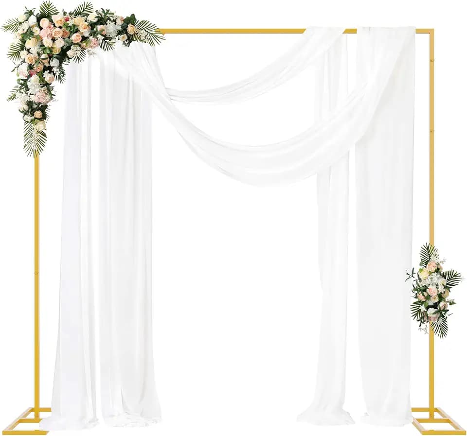 Fomcet 8x8FT Backdrop Stand Heavy Duty Gold Adjustable Pipe and Drape Stand
