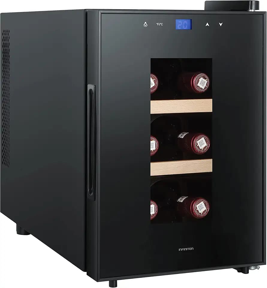 VINOTECA INFINITON WCL-6B (G, Kapazität bis zu 6 Flaschen, Holzregale, LED-Display, Glastür, Weinkühlschrank)