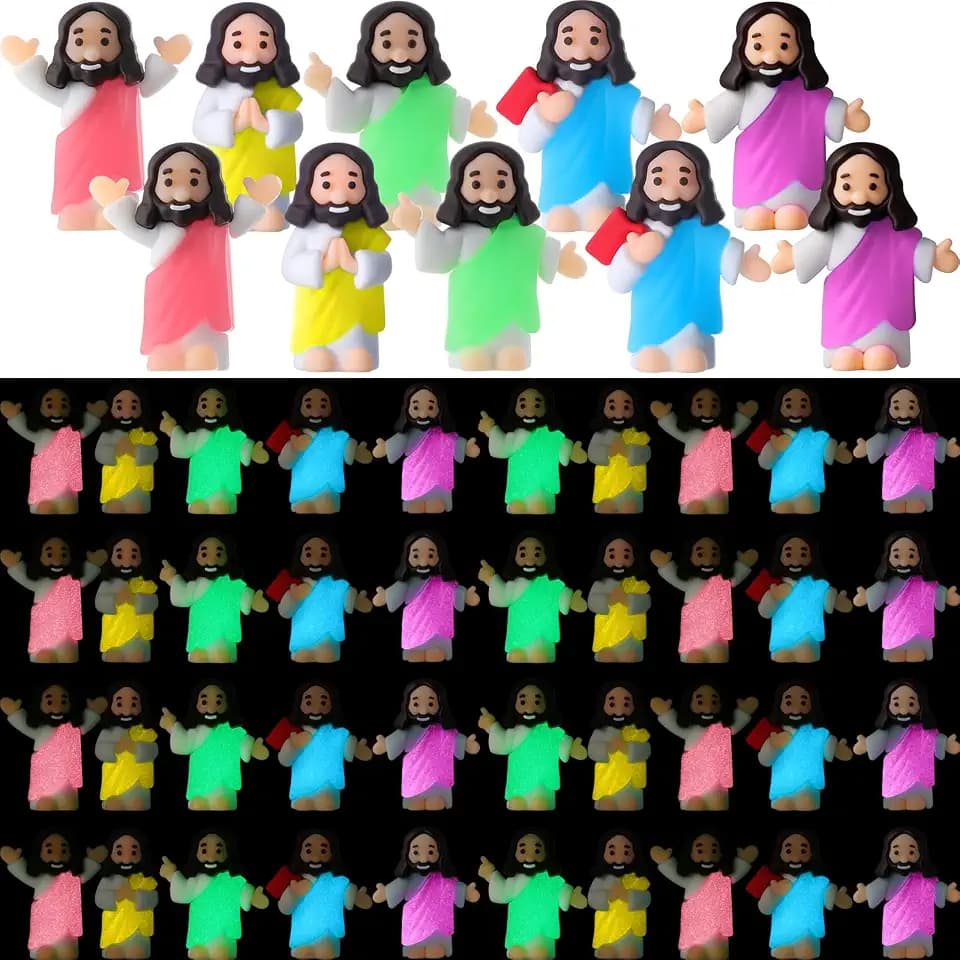 CroBlissful 50 Pcs Little Jesus Figurine Glow in the Dark, Adorable Styles