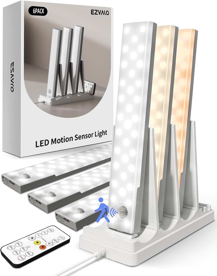 EZVALO Under Cabinet Lighting with Charging Station, Motion Sensor Lights