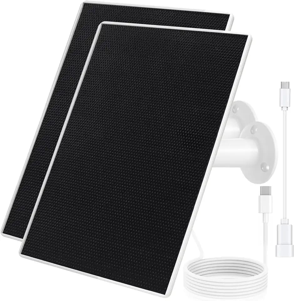 Solar Panel Charger for Eufy Outdoor Camera, Compatible with Eufycam Eufycam 3/3C/2C/2C Pro/E40/E20/2/2 Pro/E/L20/L40/Solo/SoloCam Spotlight, 5V6W Fast Charging (2Pack)