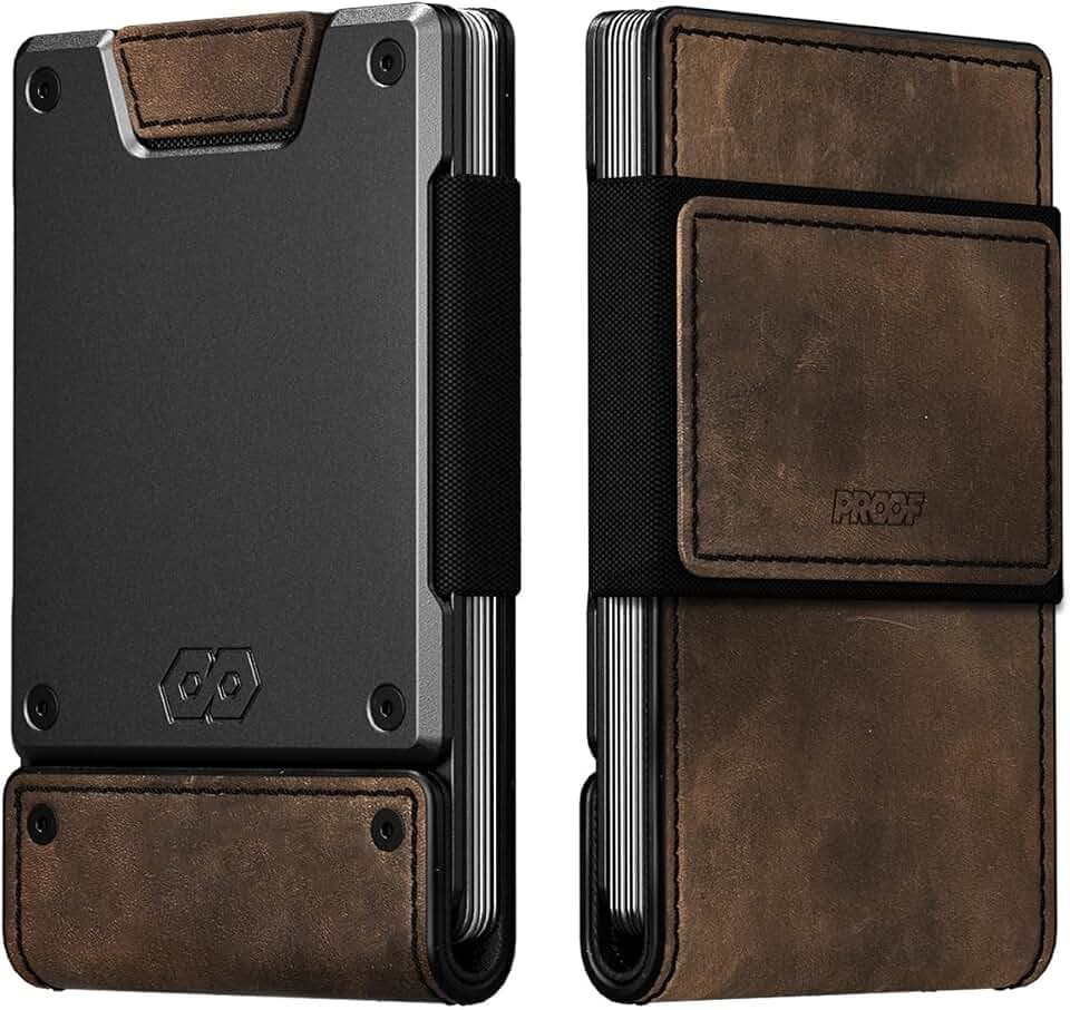 PROOF Slim Minimalist Wallets for Men | Leather & Metal | RFID Wallet