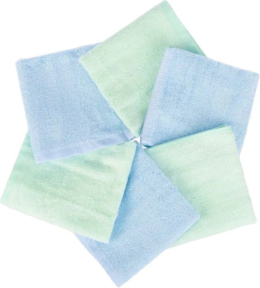 Ko&Pro 100% Bambus Tücher 6er Set 25x25 cm in grün/blau | Mehrzweck-Reinigungstücher für Hochglanz-Küchen, Bad, Haushalt, Küche & Streifenfreie Fenster | Inklusive DIY-Rezeptesammlung