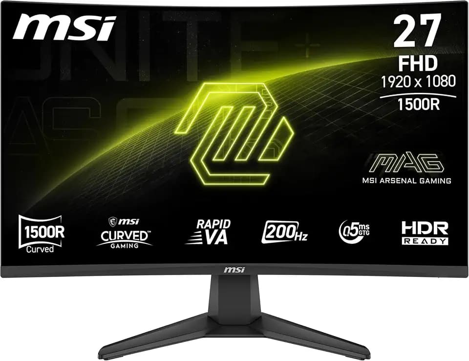 MSI MAG 276CF E20 Curved Gaming Monitor 27 Zoll FHD Rapid VA 1920x1080 1500R 200Hz 0,5ms HDR Ready, AMD FreeSync Premium, HDMI 2.0b, DP 1.2a, neigbar, VESA kompatibel, schwarz