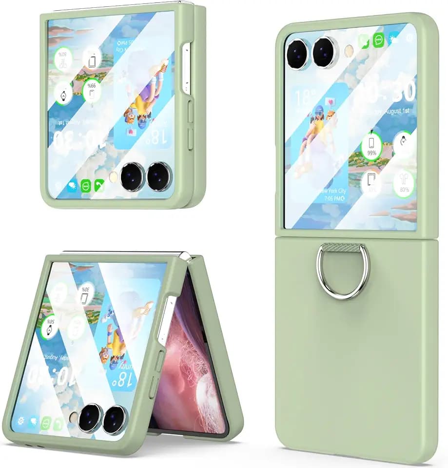 for Samsung Galaxy Z Flip 7 Case Ring Shockproof Protective Cover Flip Z 7 Phone Case for Galaxy Z Flip 7 5G 2025 - Green