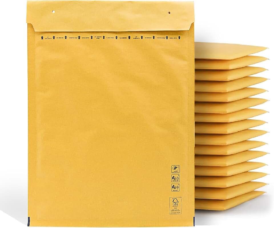M-Office Luftpolsterumschläge, Kraftpapier Versandtaschen für Paketsendungen in Verschiedenen Größen (100 x 165 mm, 50 Stück)