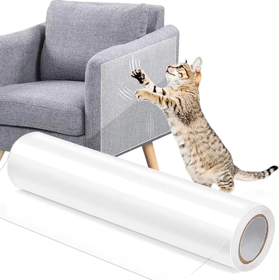 Katzen Kratzschutz Folie, Kratzschutz für Katzen, Selbstklebend Kratzschutzfolie Transparent, Kratzfolie Anti Kratz Tape für Möbel Couch Sofa Wand Tür Schutz (H20cm x L5m)