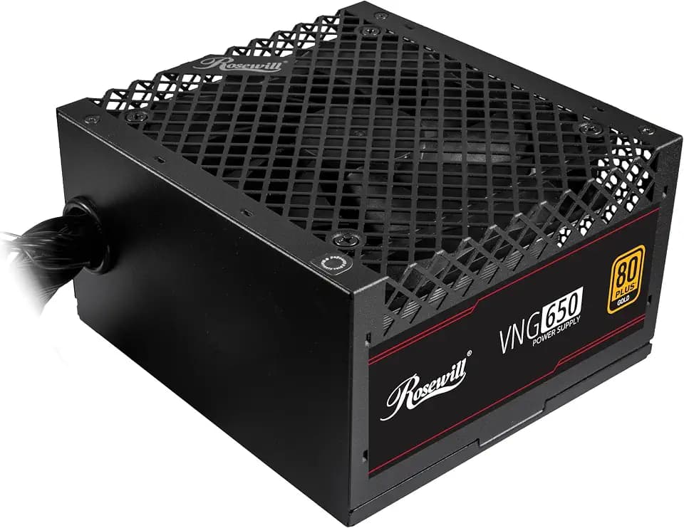 Rosewill VNG 650W 80+ Gold Certified, ATX 3.0 & 3.1 Compatible, Non-Modular, Low-Noise Power Supply, 450W PCIe 5.1 12V-2x6 Connector, Electrolytic Capacitor - 5 Year Warranty - VNG650