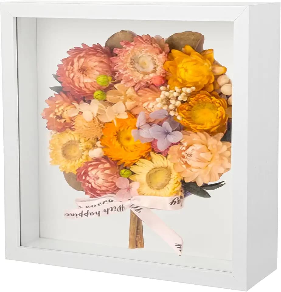 3D Bilderrahmen zum Befüllen, Tiefer 3DRahmen Objektrahmen aus Holz, Tiefer Bilderrahmen zum Befüllen 20x20 cm,Ideal zur Aufbewahrung von Andenken, Blumen, Hochzeitssträußen und Dekorationsobjekten.