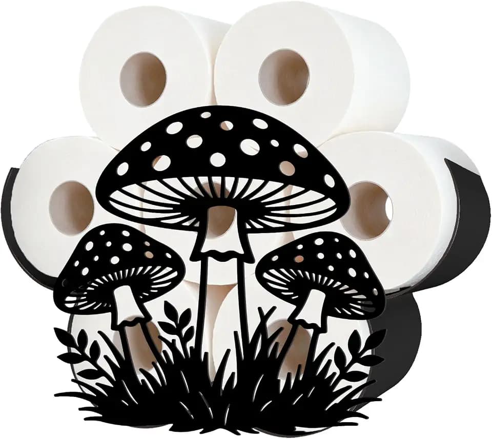 Mushroom Toilet Paper Holder Wall Mount/Stand for Extra 8 Rolls