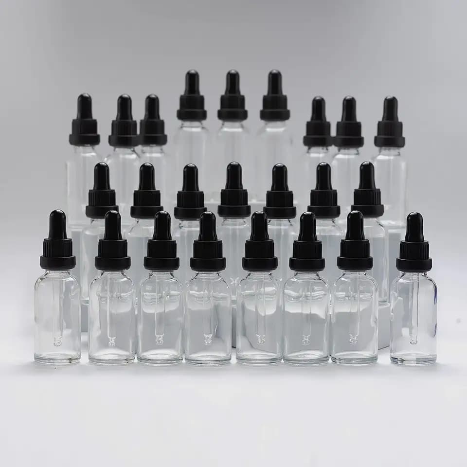 YIZHAO Pipettenflasche 30ml Klar, Apothekerflasche mit Pipette Glas, für Ätherisches Öl, Aromatherapie, Massage, Düfte, Labor, Kosmetik, Reisen – 24 Pcs