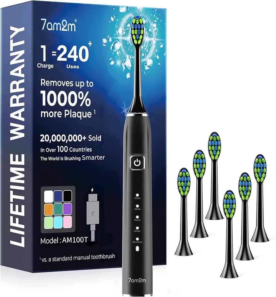 7AM2M Sonic Electric Toothbrush for Adults,Type-C Charging Run for 120 Days