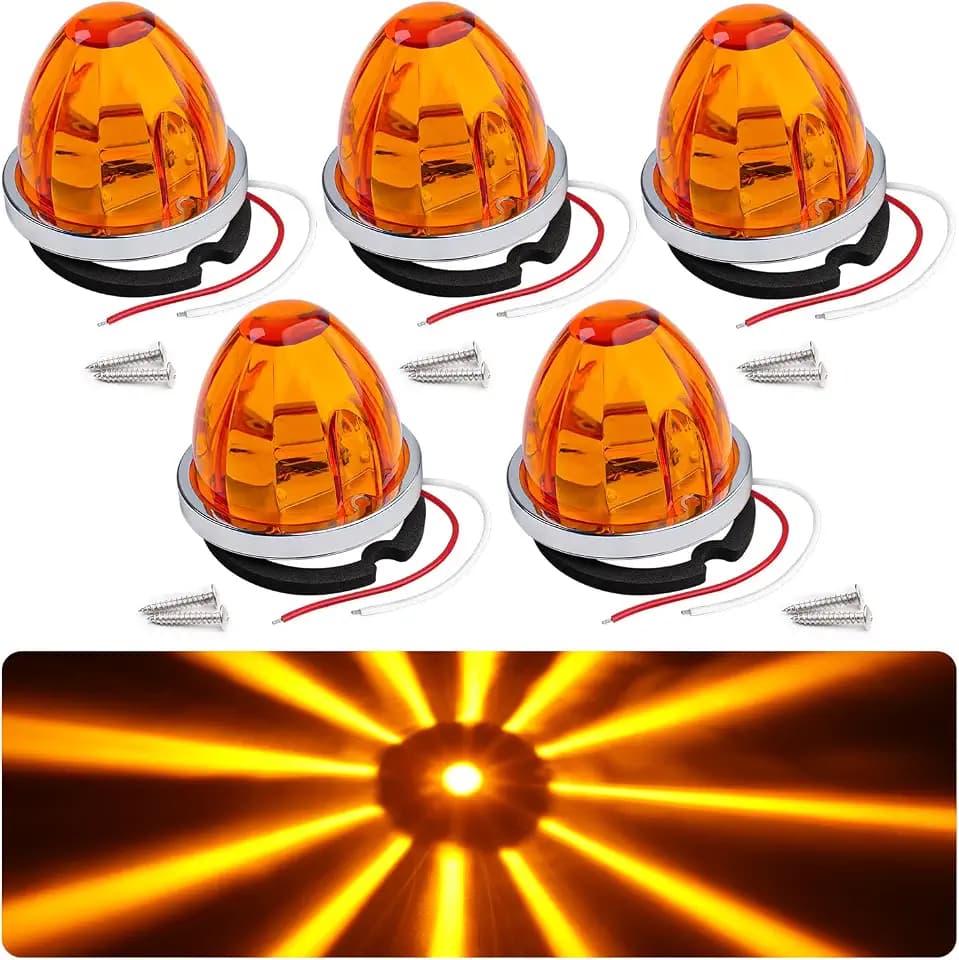 TMH 5 Packs Watermelon Amber Lights for Semi Truck, LED Watermelon Side Marker Light, Underbody 12-24V for Truck Trailer Heavy-Duty Trucks, and Multi-Purpose Vehicles.
