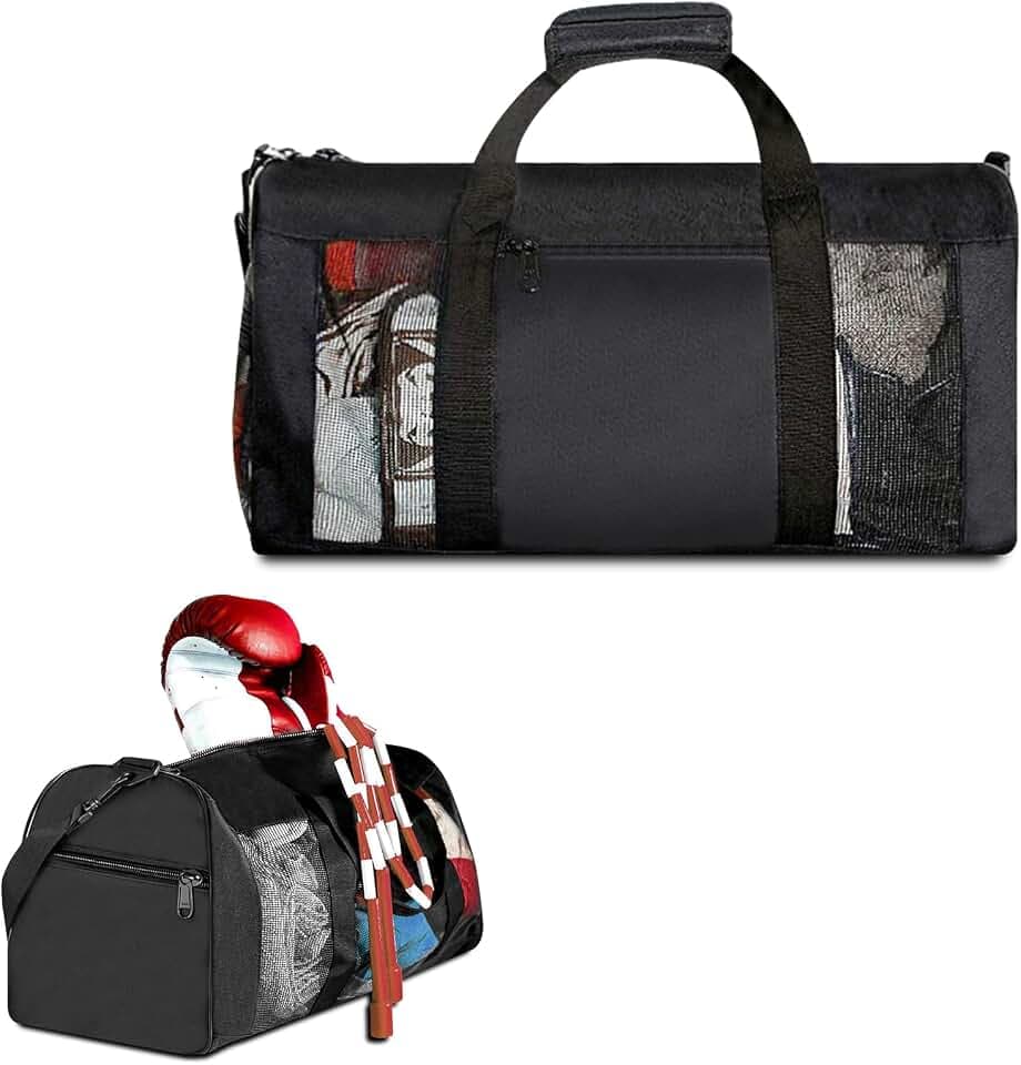 Boxing Gym Bag, Mesh Boxing Duffle Bag for Sweaty Clothes and Equipment