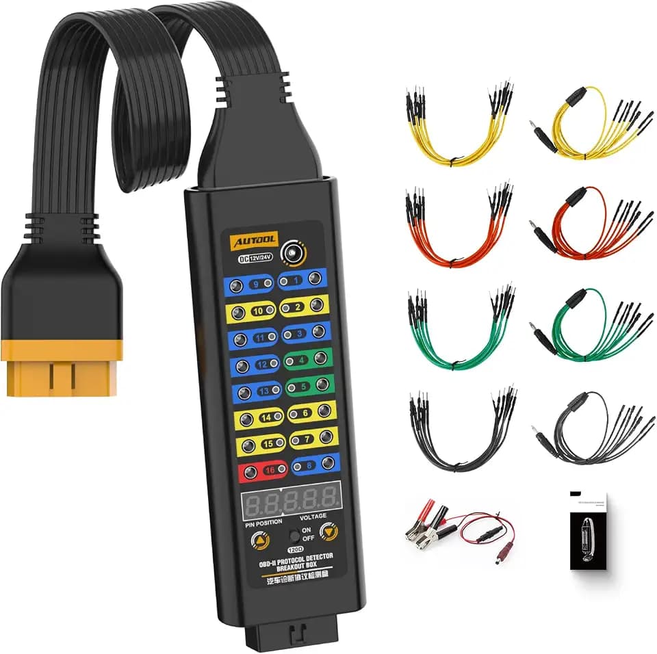 AUTOOL OBD2 Breakout Box OBDII Protocol Detector for Monitoring Signals of Protocol/Power/Grounds, ECU Connector with Multi-Function Jumper 120Ω, OBD Diagnostic Port Tester CAN Test Box