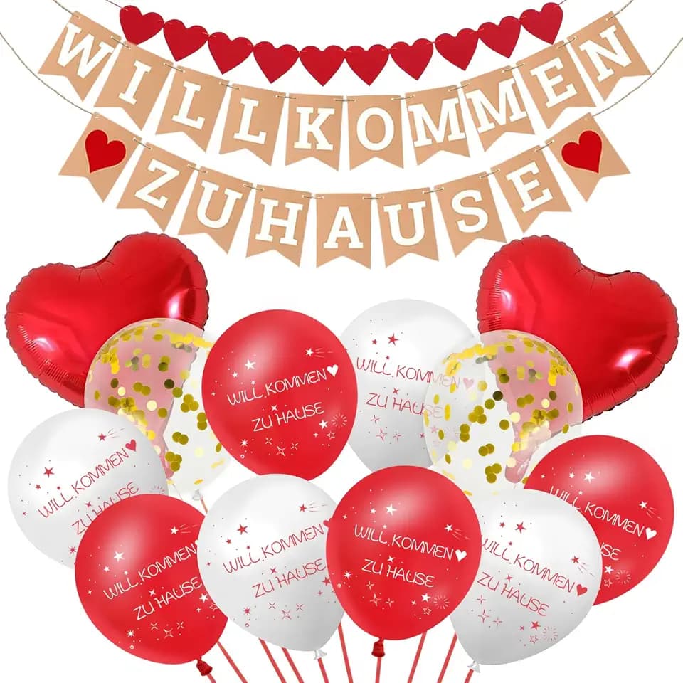 Willkommen Zuhause Girlande & Ballon Set, Welcome Home Deko