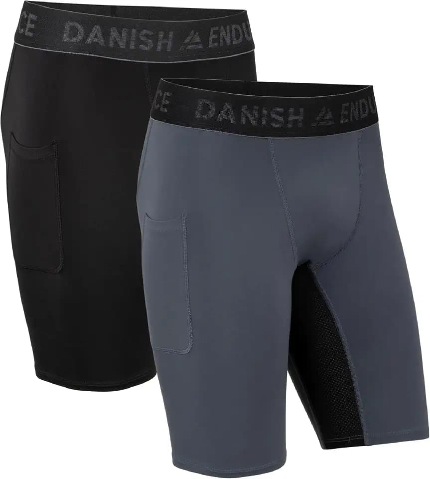 DANISH ENDURANCE Kompressions Shorts Herren, Kurz, mit Taschen, 2er Pack