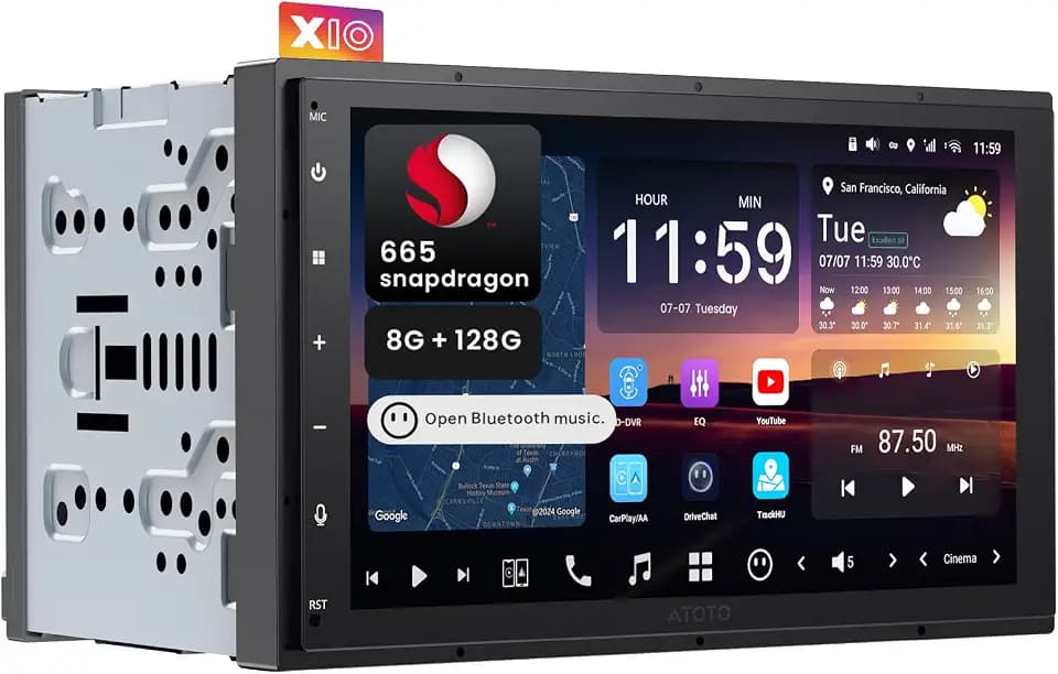 X10 7" QLED Android Car Stereo, 8GB+128GB, Wireless CarPlay&Android Auto