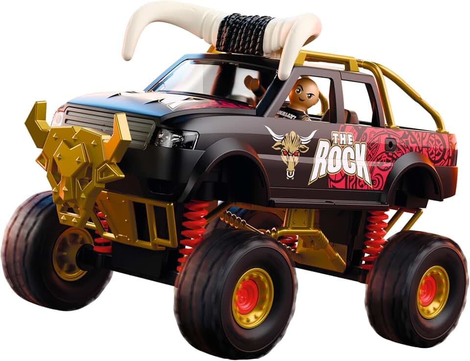 PLAYMOBIL | WWE® | The Rock Monster Truck | Monstertruck mit Federung, Hörnern & The Rock Figur | Für Fans ab 5 Jahren | 71955