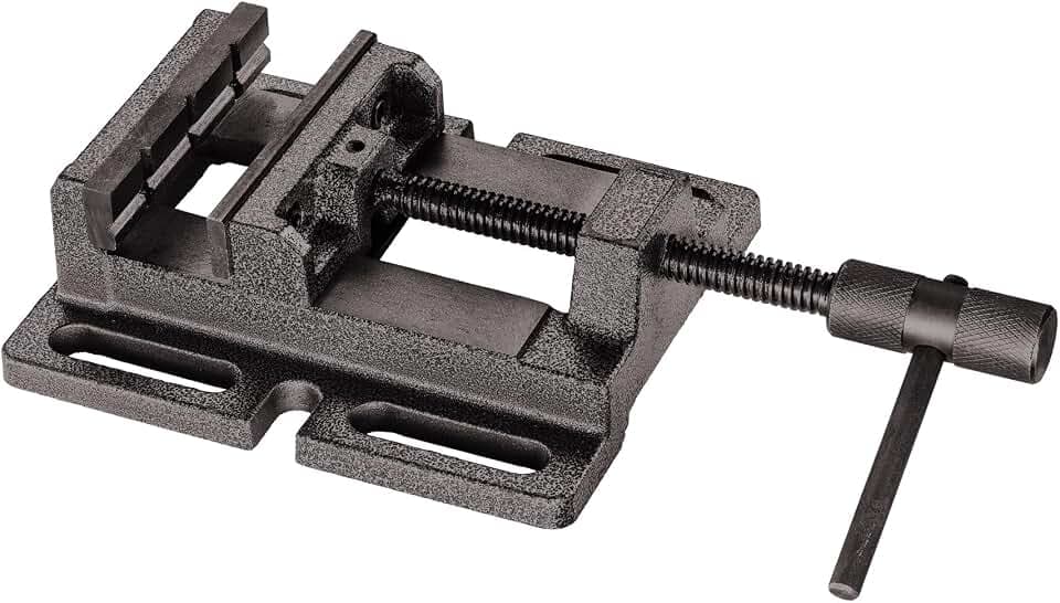 Original Einhell Schraubstock (Maschinen-Schraubstock für Säulenbohrmaschinen, Spannweite 0-68 mm, 80 mm breite Spannbacken, einfache Montage auf Bohrtisch)