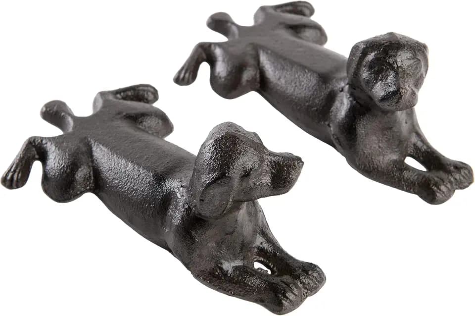 Giftcraft Charlie and Luna Cast Iron Dog Door Stoppers, Two Vintage Home Decor Metal Dog Door Stoppers for Under The Door. 2 Heavy Duty Door Stops