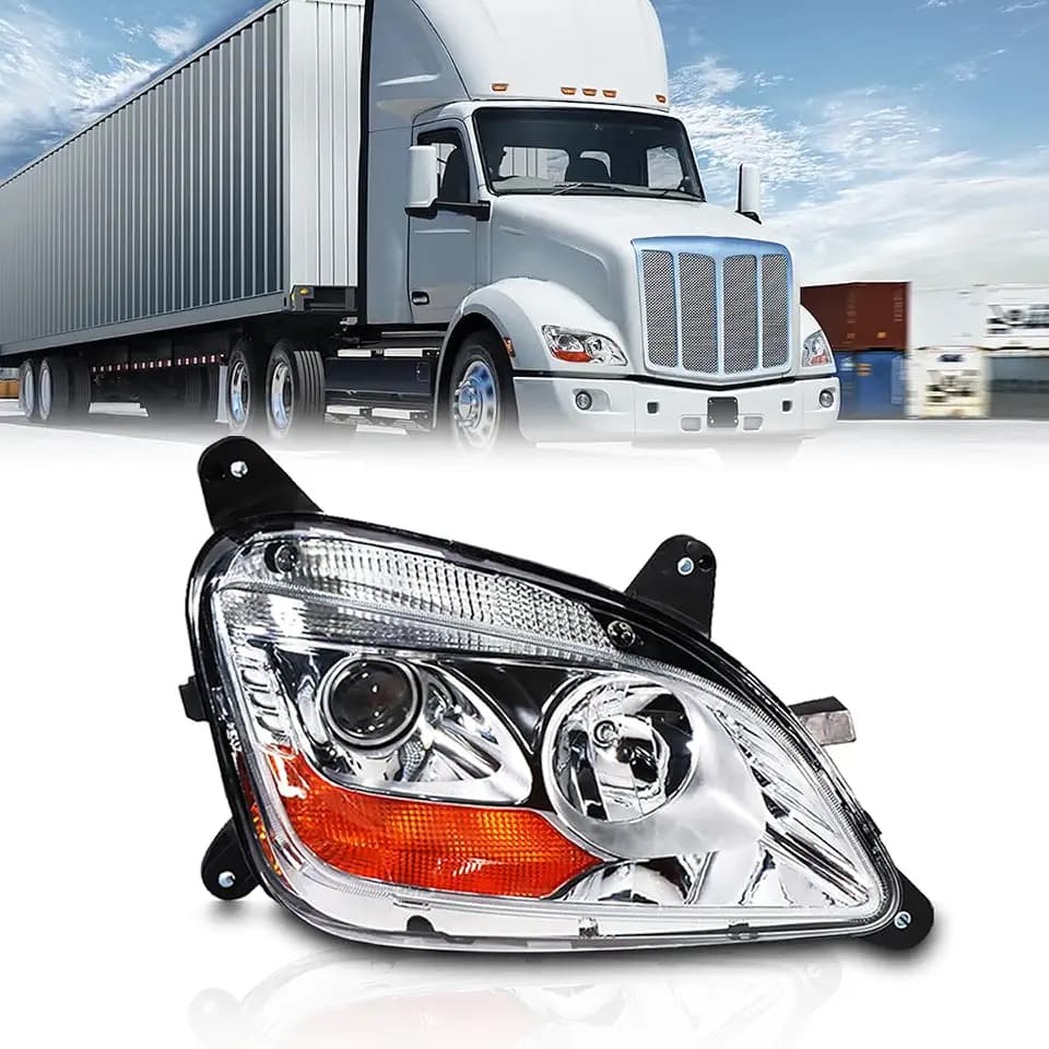 Fit for 2011-2023 Peterbilt 579 587 Class 8 Truck Projector Headlight Headlamp Chrome Housing Assembly Replacement Right