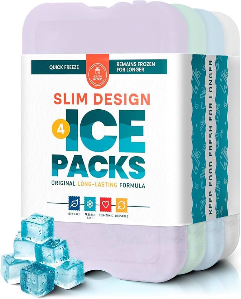 Healthy Packers Ice Packs for Lunch Boxes, Slim Cooler Ice Packs